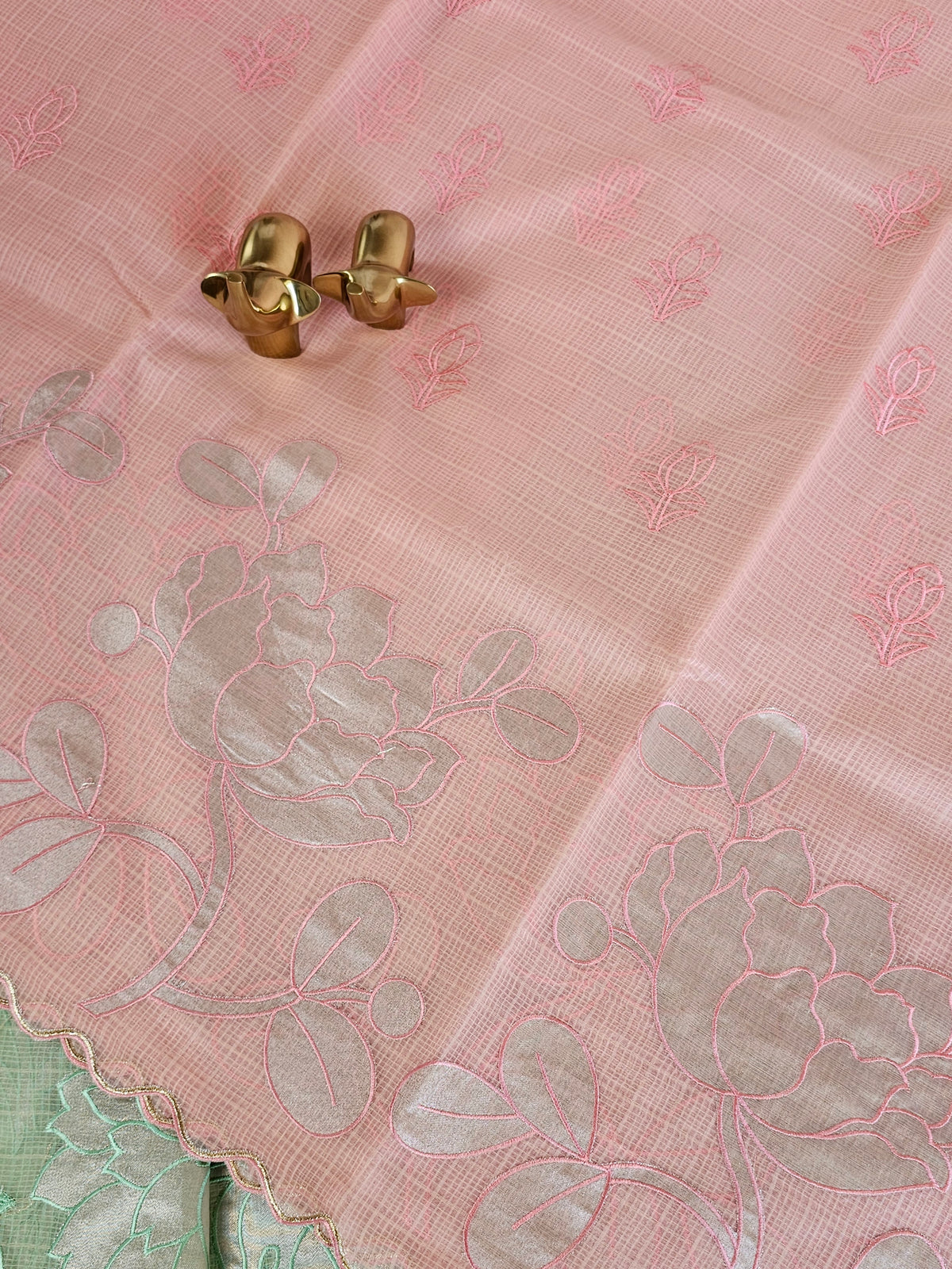Premium Kota Designer Saree with Classy Patch Work - Peach