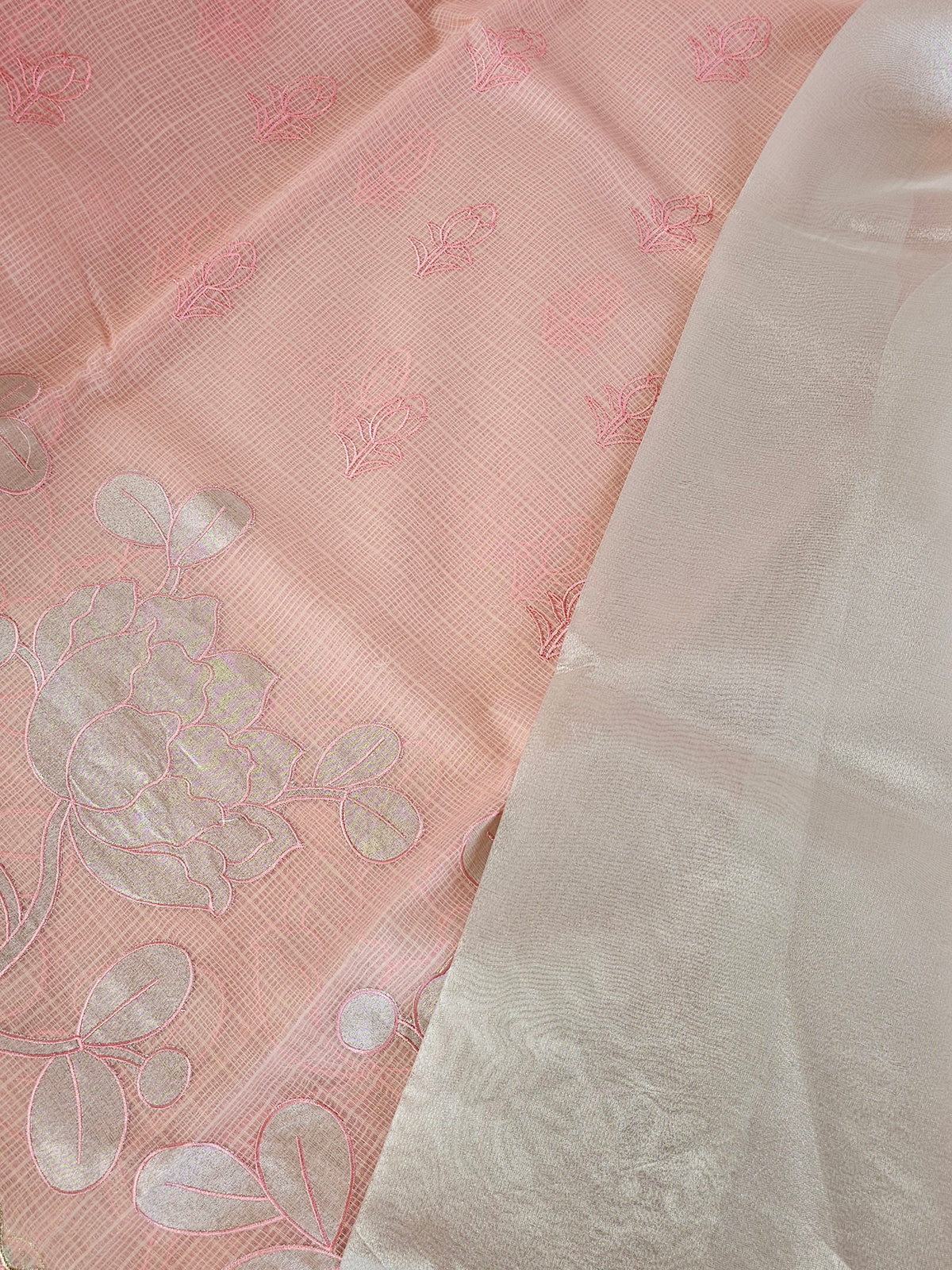 Premium Kota Designer Saree with Classy Patch Work - Peach