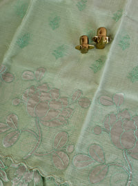 Premium Kota Designer Saree with Classy Patch Work - Mint Green