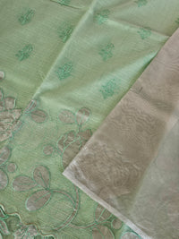 Premium Kota Designer Saree with Classy Patch Work - Mint Green