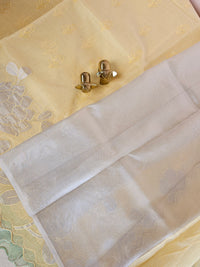 Premium Kota Designer Saree with Classy Patch Work - Pastel Yellow