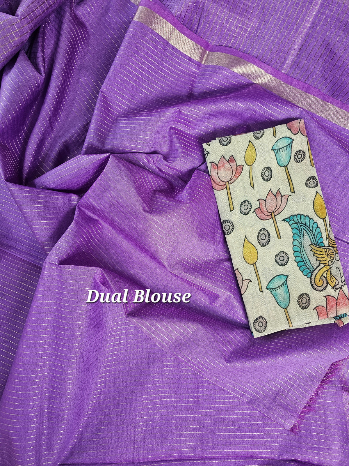 Pastel Bhagalpuri with Matching Blouse -  Purple