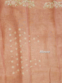 Linen Tissue with Aari Work - Rust Orange