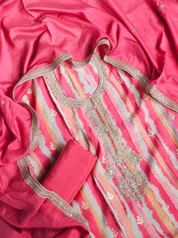 Modal Silk Unstitched Salwar Suit - Dark Peach