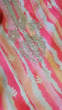 Modal Silk Unstitched Salwar Suit - Dark Peach