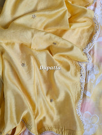 Modal Silk Unstitched Salwar Suit - Yellow