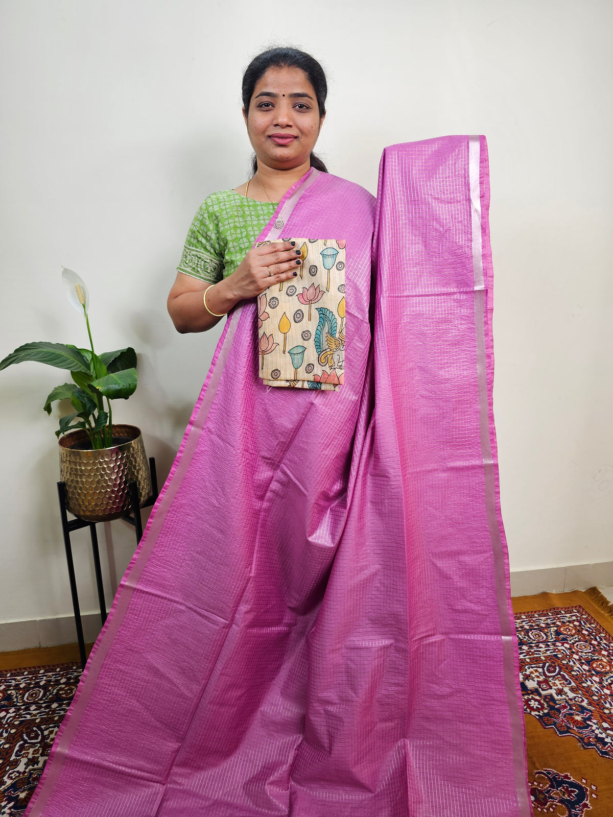 Pastel Bhagalpuri with Matching Blouse -  Purple