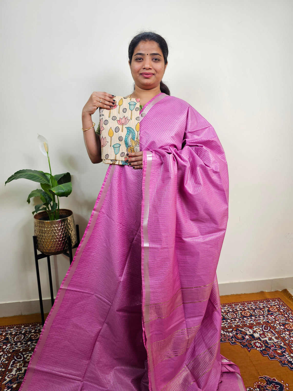 Pastel Bhagalpuri with Matching Blouse -  Purple