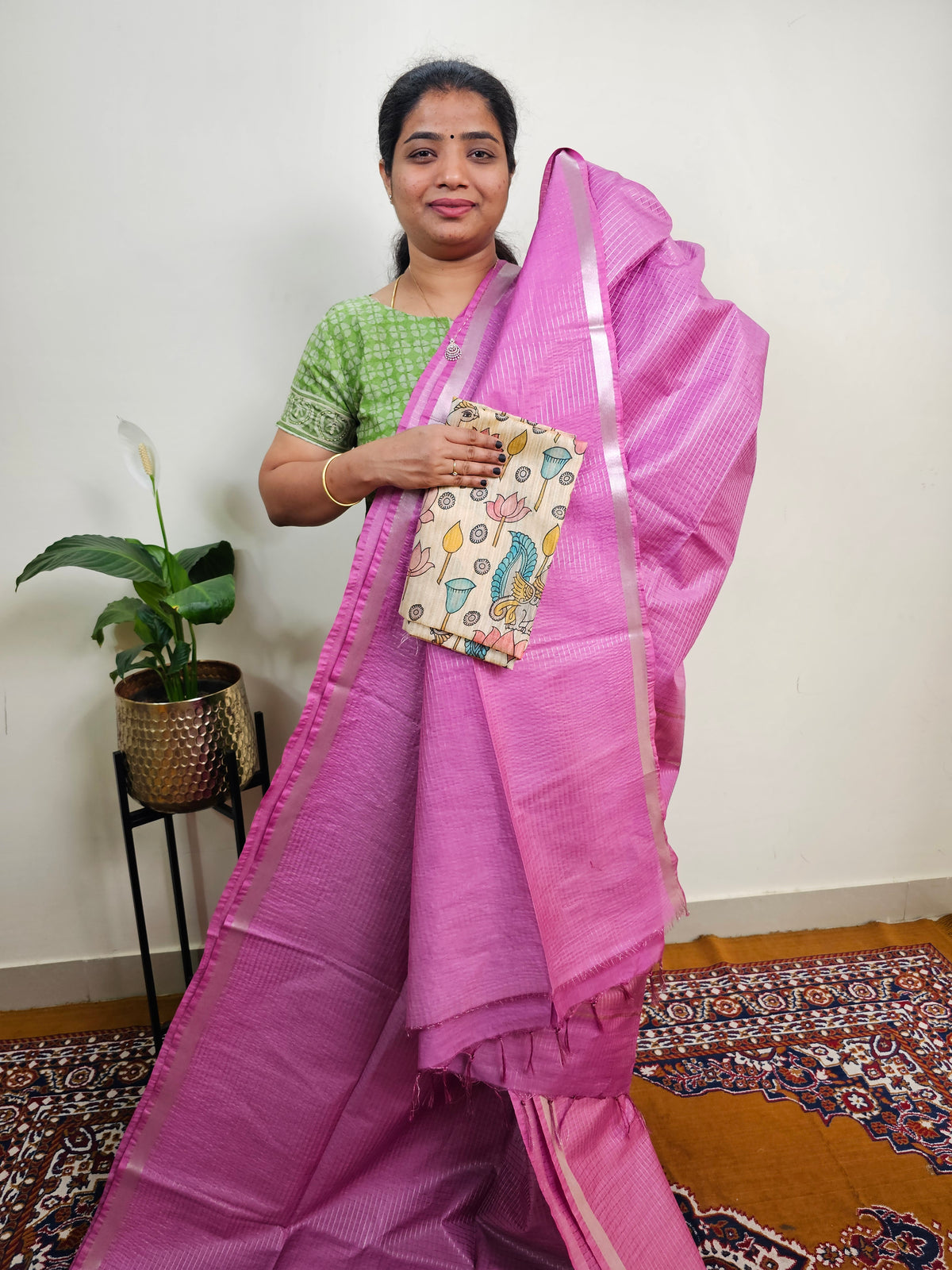 Pastel Bhagalpuri with Matching Blouse -  Purple
