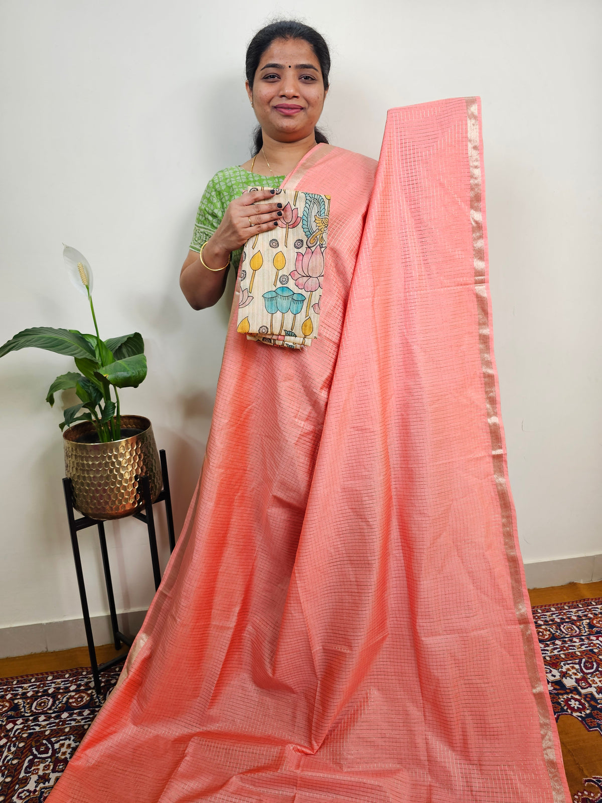 Pastel Bhagalpuri with Matching Blouse - Peach