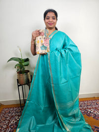 Pastel Bhagalpuri with Matching Blouse - Sea Green