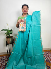 Pastel Bhagalpuri with Matching Blouse - Sea Green