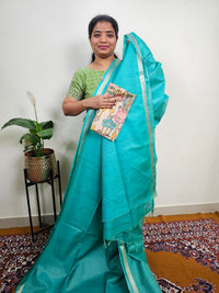 Pastel Bhagalpuri with Matching Blouse - Sea Green