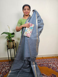 Pastel Bhagalpuri with Matching Blouse - Dark Grey