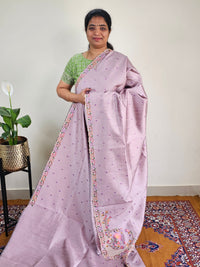 Semi Raw Silk with Emboridery - Onion Pink