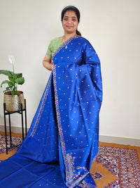 Semi Raw Silk with Emboridery - Royal Blue