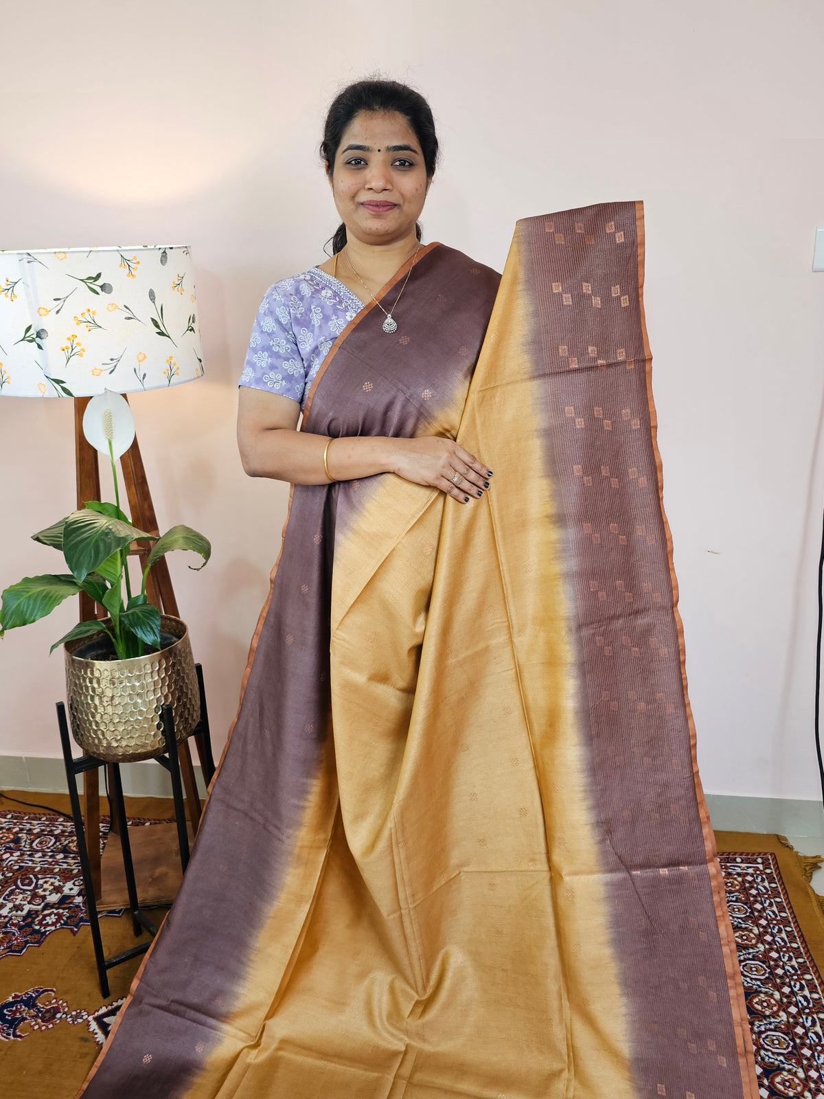 Bhagalpuri Viscous with Zari Weaving Saree - Beige with Brown