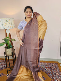 Bhagalpuri Viscous with Zari Weaving Saree - Beige with Brown