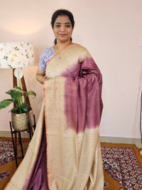 Bhagalpuri Viscous with Zari Weaving Saree - Maroon with Beige