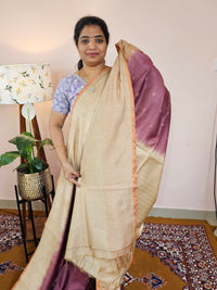 Bhagalpuri Viscous with Zari Weaving Saree - Maroon with Beige