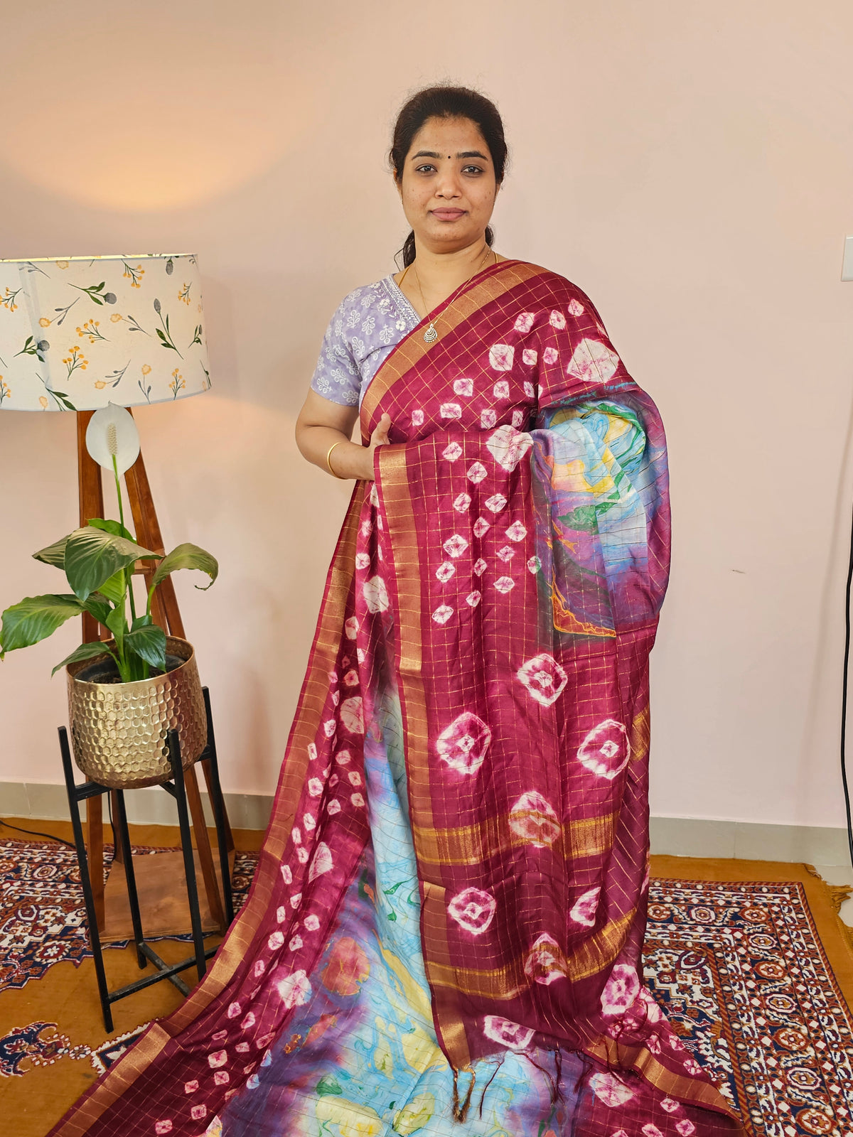 Bhagalpuri with Digital Prints - Maroon