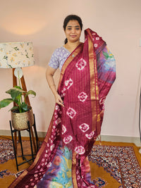 Bhagalpuri with Digital Prints - Maroon