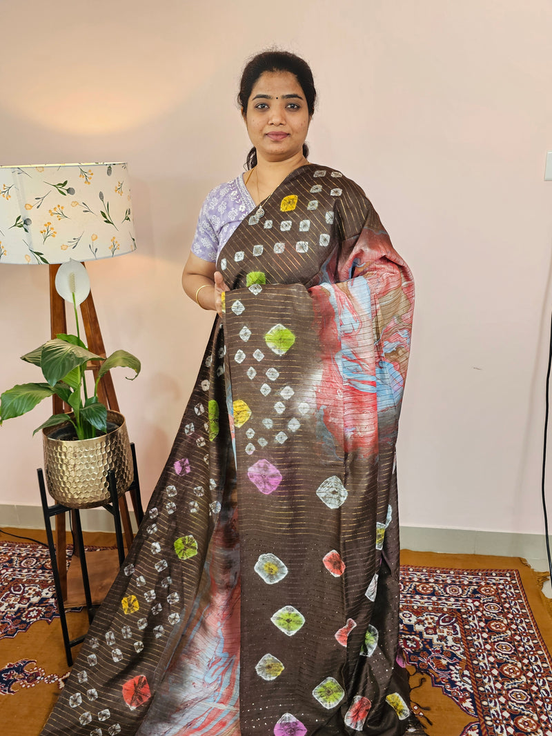 Bhagalpuri with Digital Prints - Brown