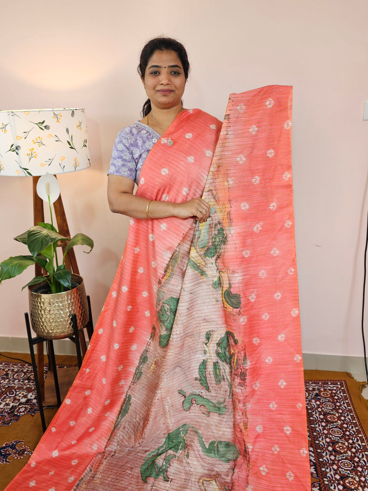 Bhagalpuri with Digital Prints - Peach