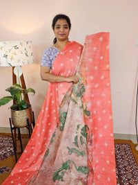 Bhagalpuri with Digital Prints - Peach