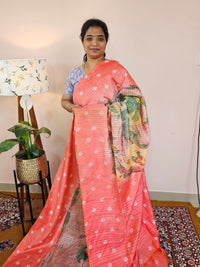 Bhagalpuri with Digital Prints - Peach
