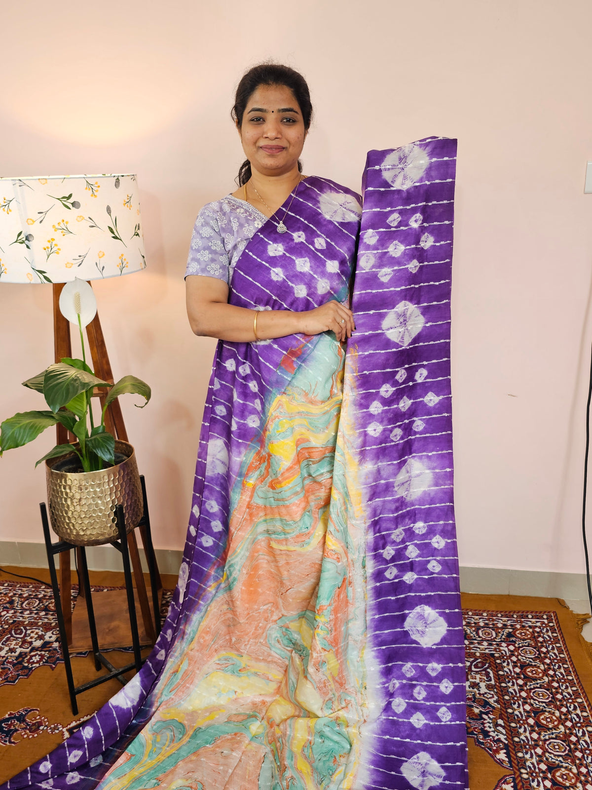 Bhagalpuri with Digital Prints - Purple