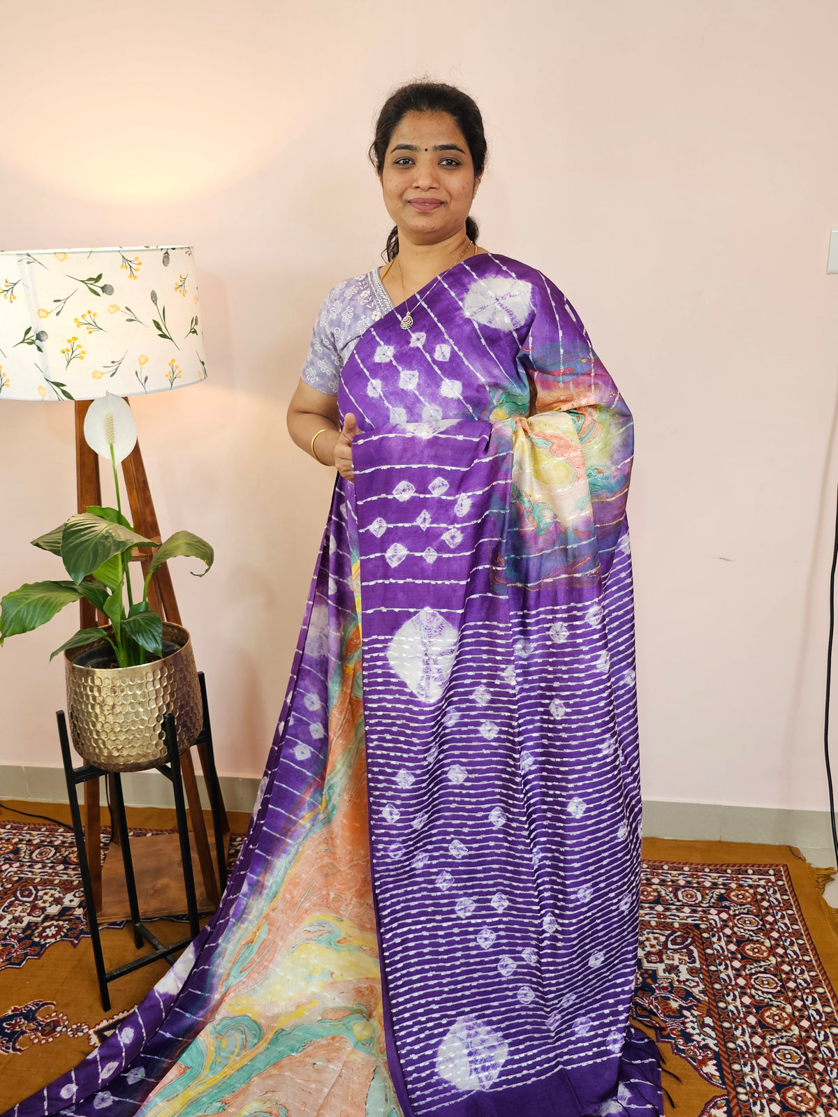 Bhagalpuri with Digital Prints - Purple