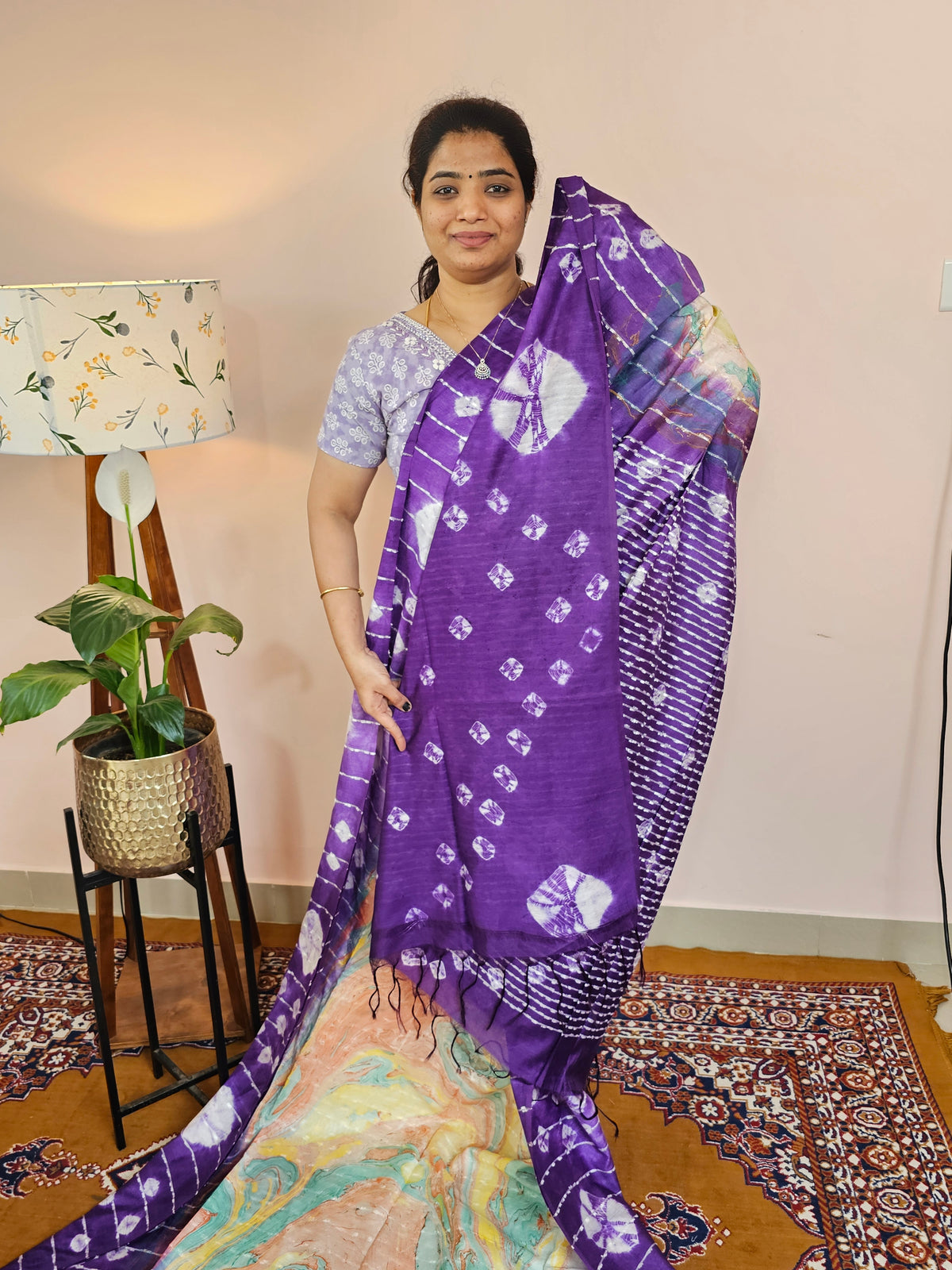 Bhagalpuri with Digital Prints - Purple