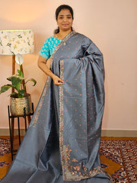 Semi Raw Silk with Emboridery - Grey