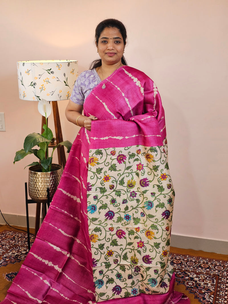 Pure Desi Tussar Silk  - Pink