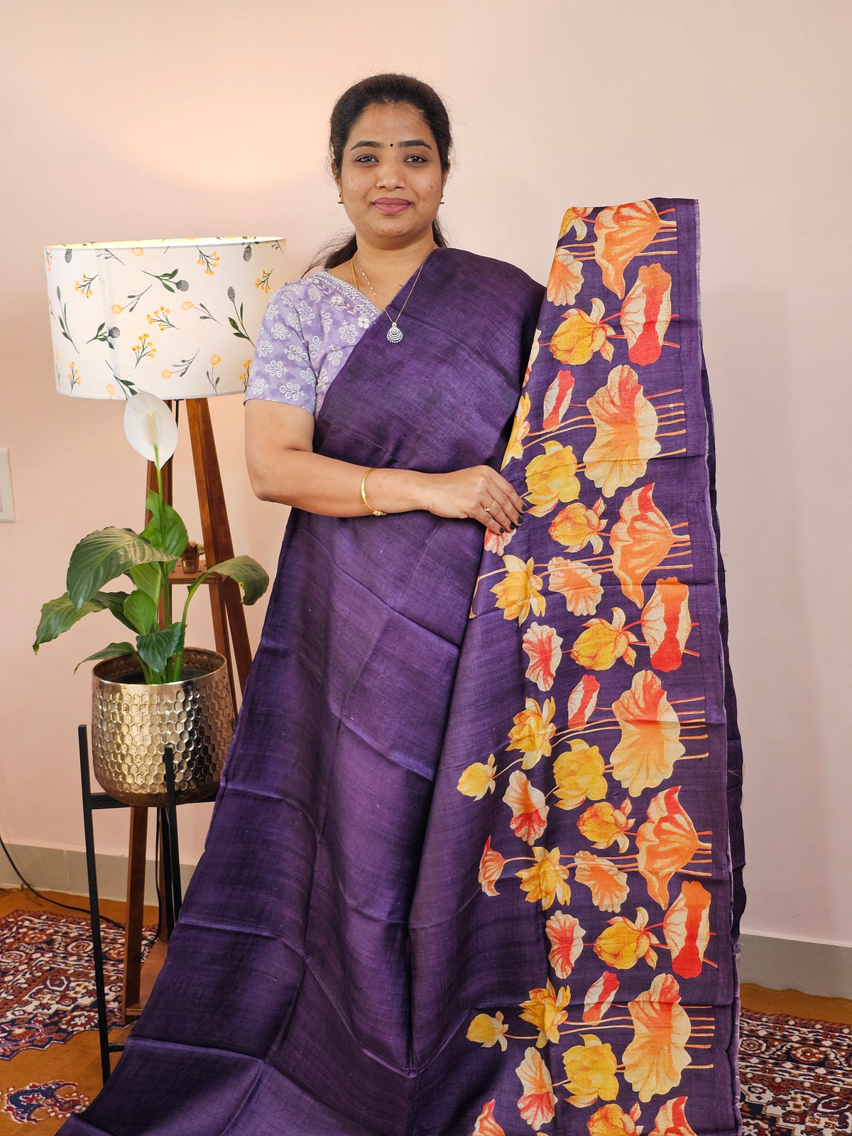 Pure Desi Tussar Silk  - Dark Purple