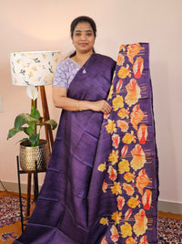 Pure Desi Tussar Silk  - Dark Purple