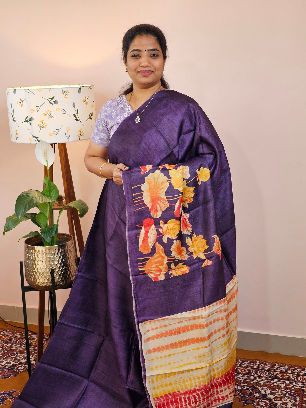 Pure Desi Tussar Silk  - Dark Purple