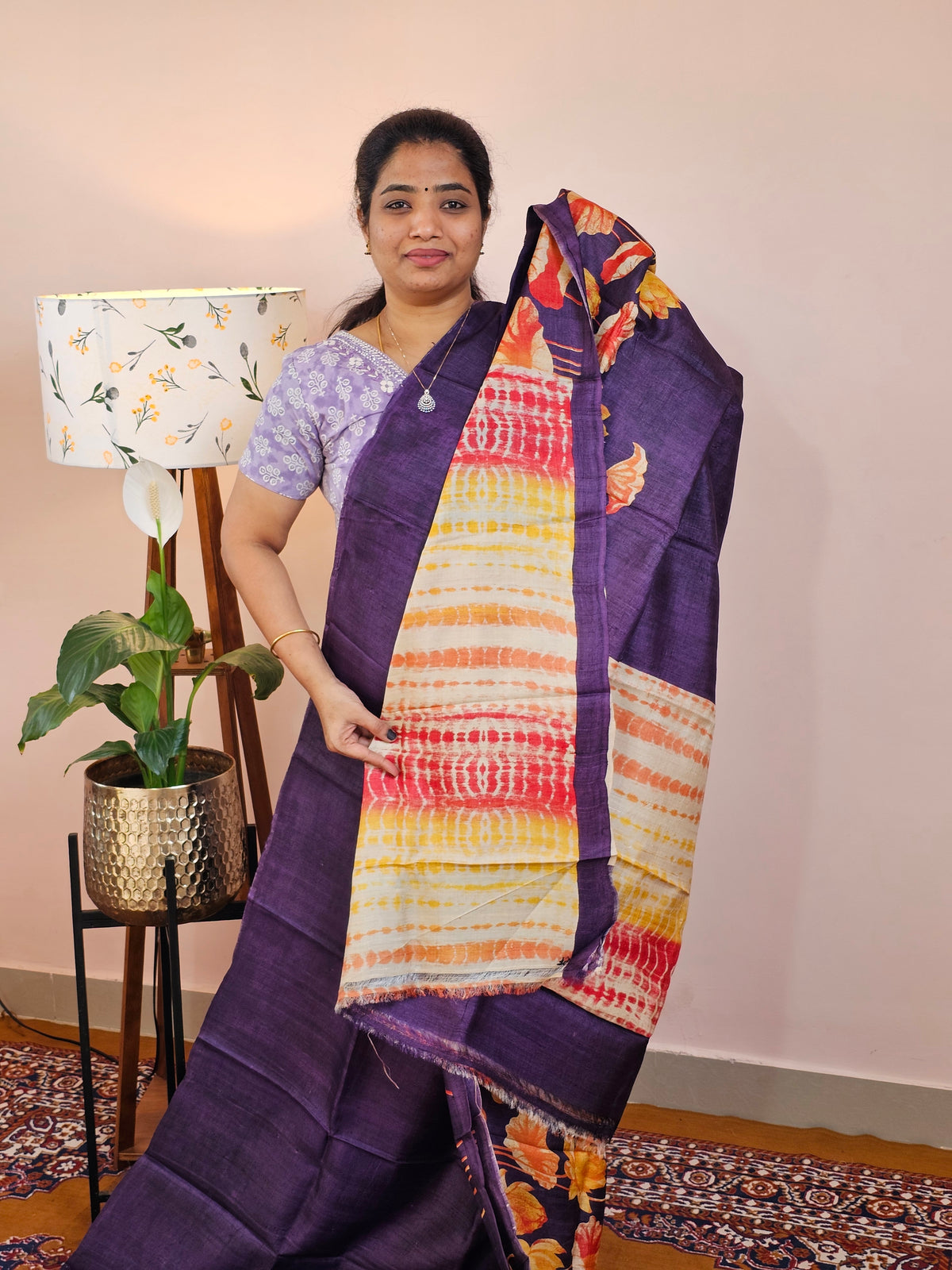 Pure Desi Tussar Silk  - Dark Purple