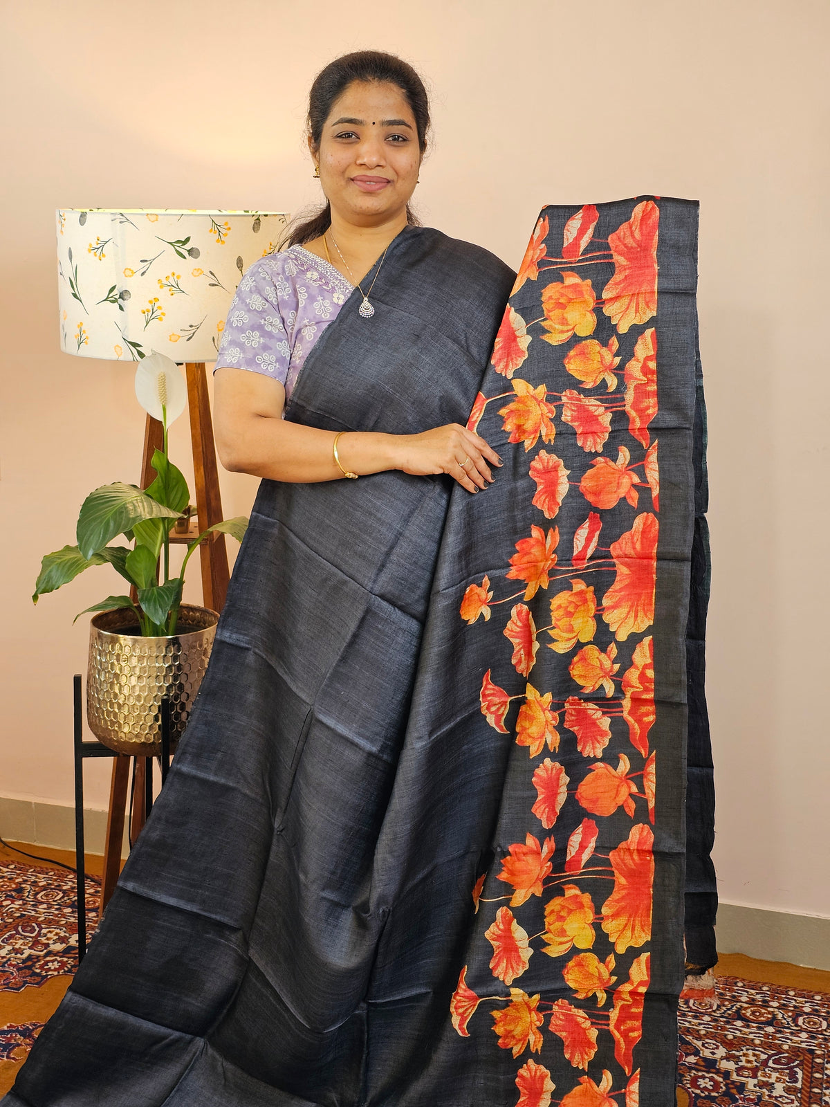Pure Desi Tussar Silk  - Black