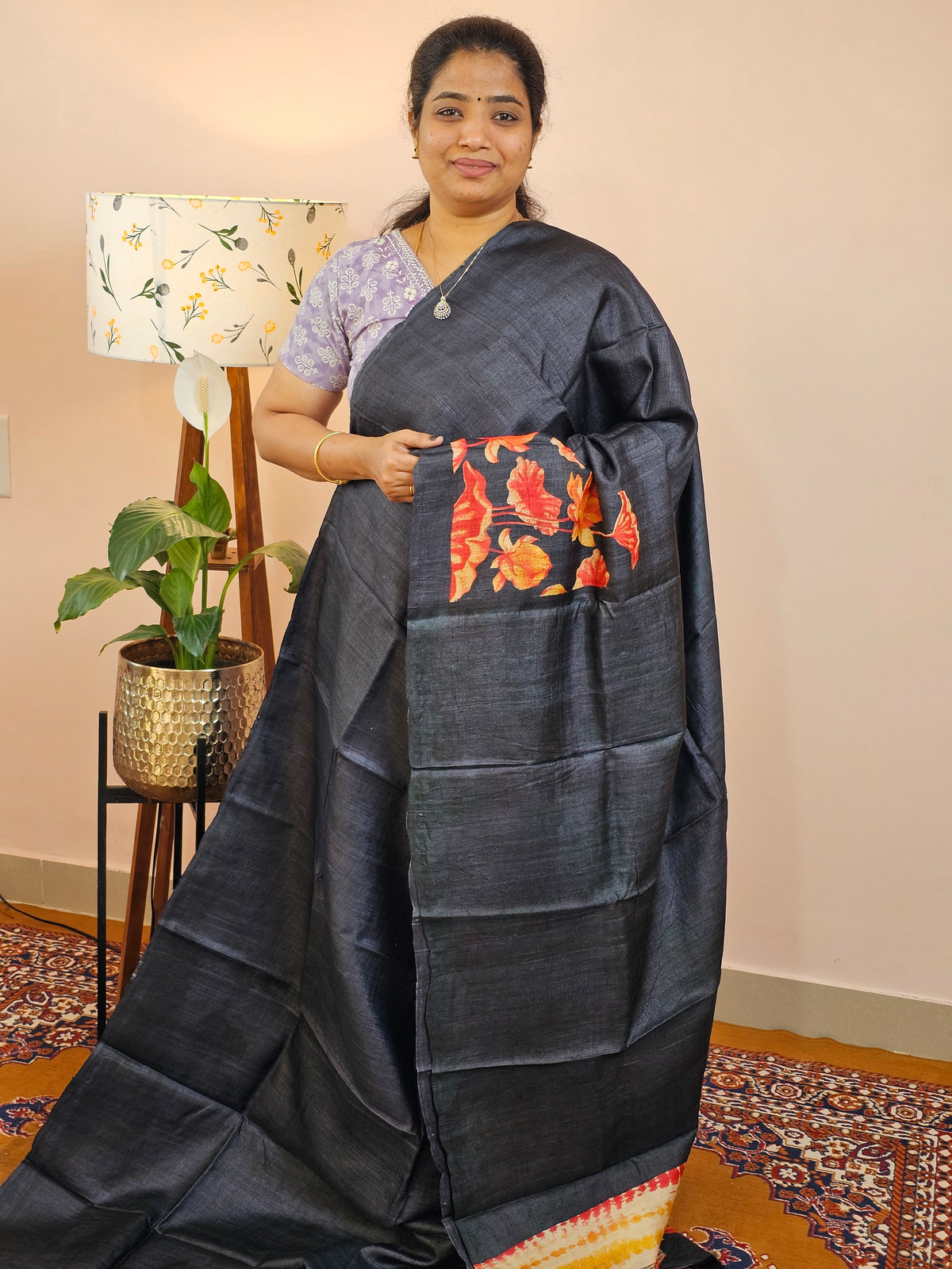 Pure Desi Tussar Silk  - Black