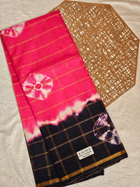 Madurai Sungadi Cotton Checks Saree - Pink with Blue