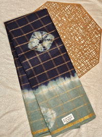 Madurai Sungadi Cotton Checks Saree - Blue with Grey