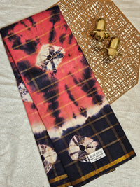 Madurai Sungadi Cotton Checks Saree - Peach with Blue