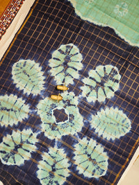 Madurai Sungadi Cotton Checks Saree - Sea Green with Blue