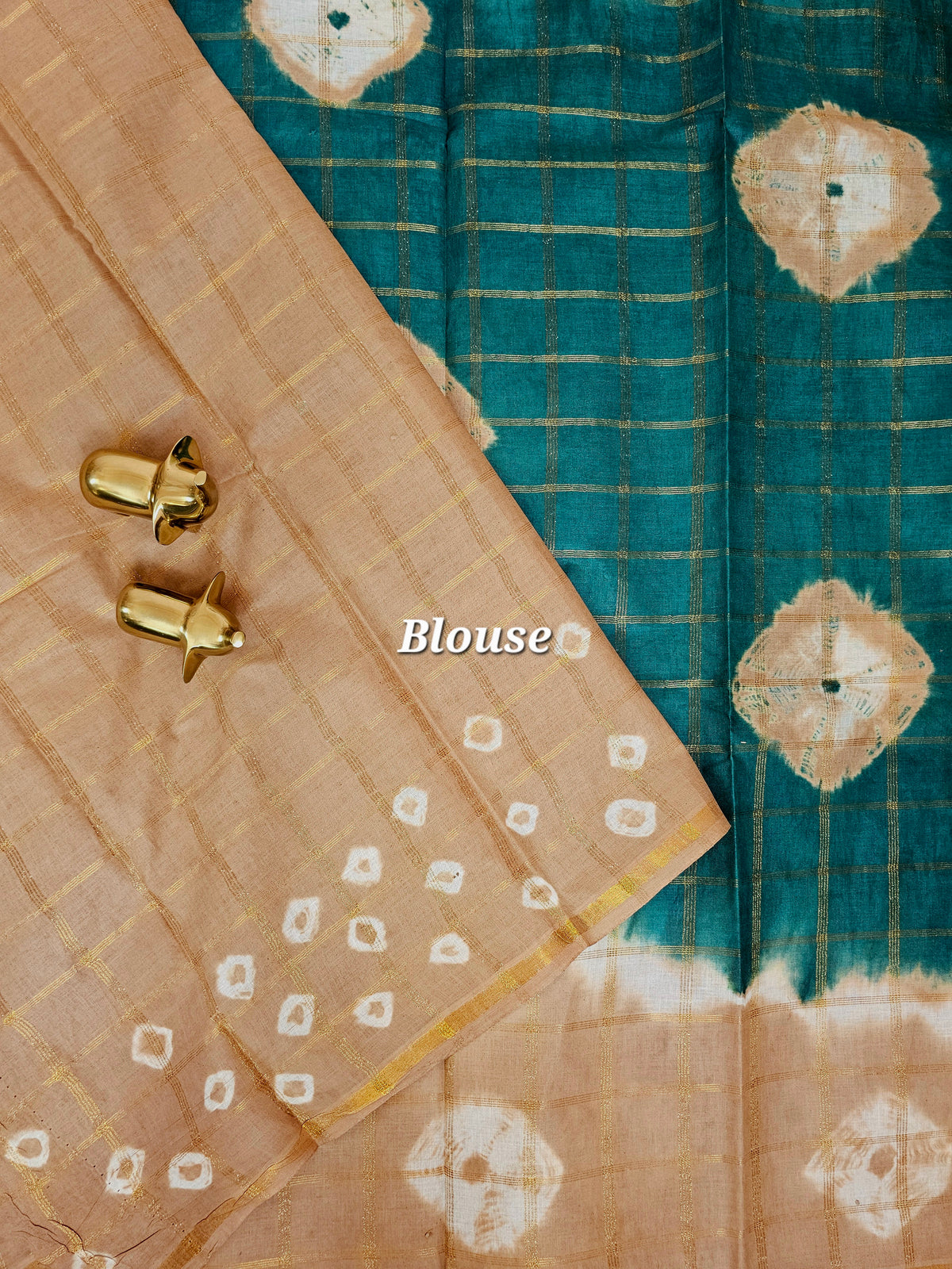 Madurai Sungadi Cotton Checks Saree - Peacock Green with Beige