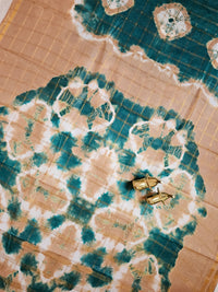 Madurai Sungadi Cotton Checks Saree - Peacock Green with Beige