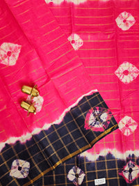 Madurai Sungadi Cotton Checks Saree - Pink with Blue