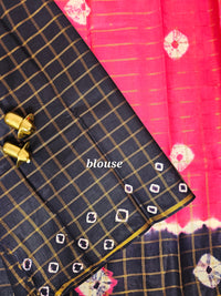 Madurai Sungadi Cotton Checks Saree - Pink with Blue
