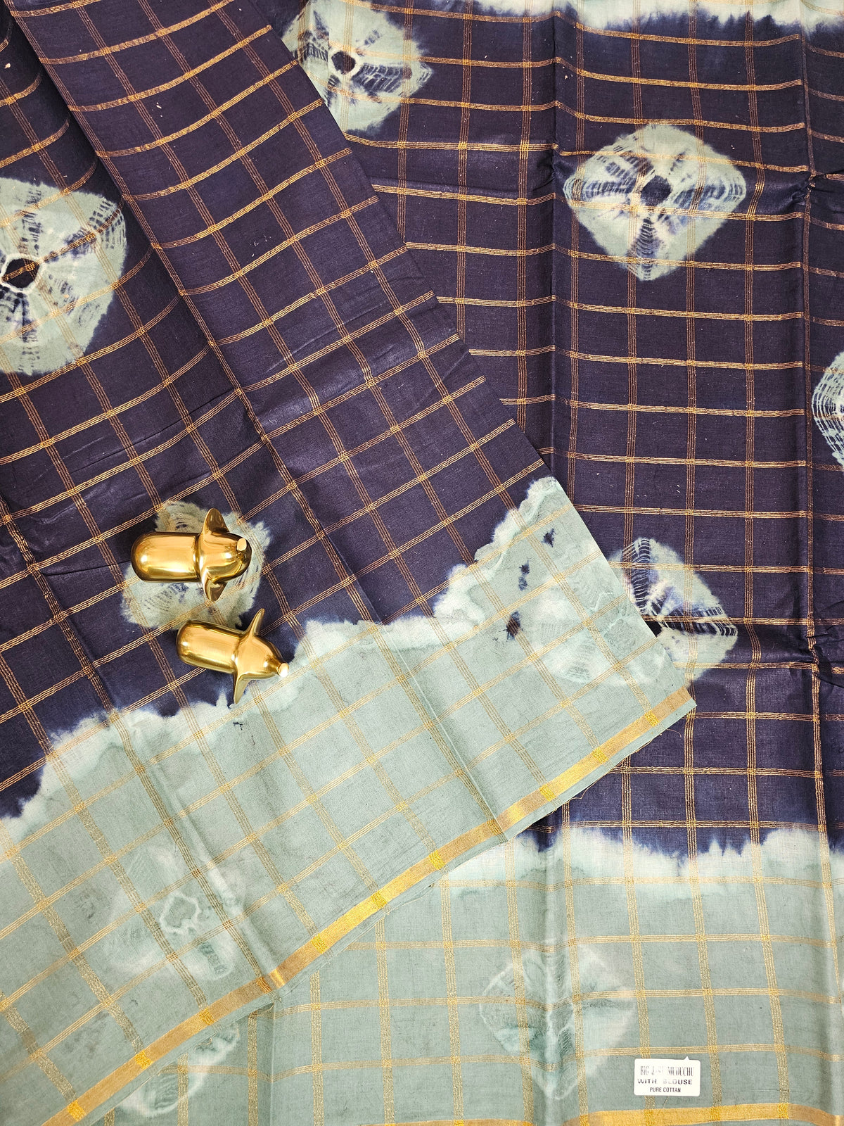 Madurai Sungadi Cotton Checks Saree - Blue with Grey